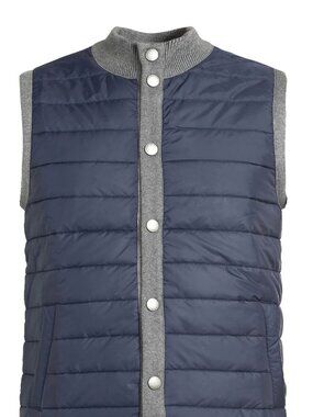 Barbour Quilted Knit Vest Gray & Navy | Men’s Small | Hybrid Vest